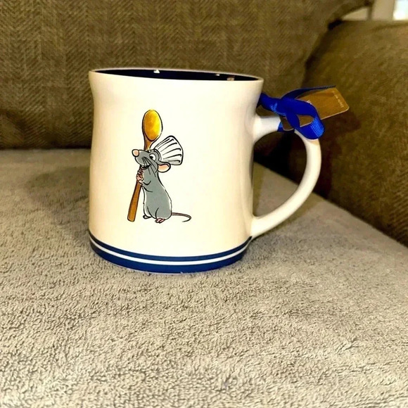 NWT Rae Dunn Ceramic White/Blue Coffee/Tea Mug Cup Le Petit Chef Disney - Picture 2 of 2